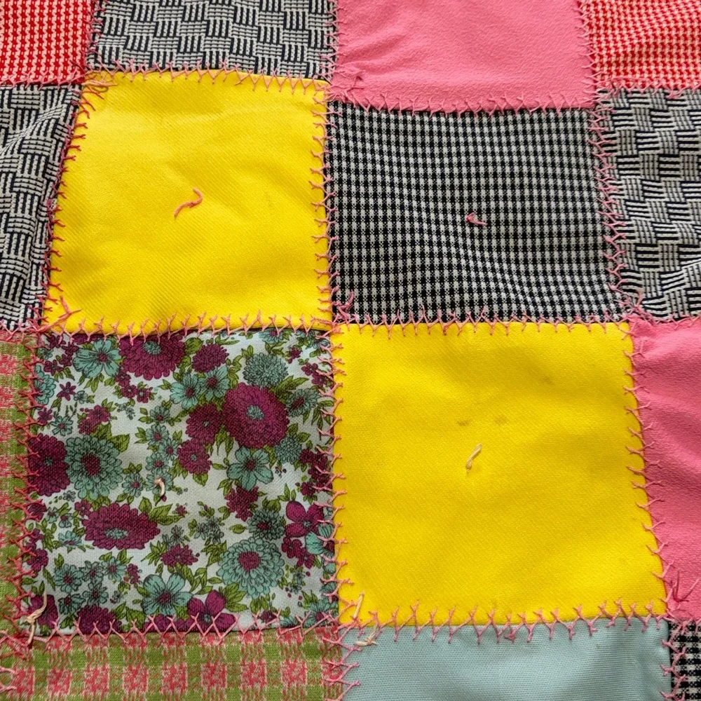 Handmade patchwork quilt throw blanket